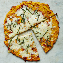 Butternut squash-crust pizza with Fontina and sage