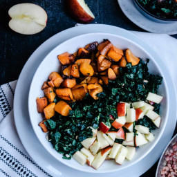 Butternut Squash, Juici Apple and Kale Salad with Warm Pancetta Dressing