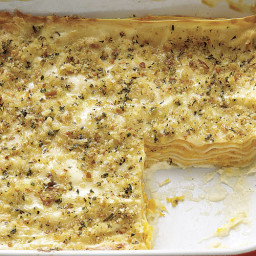 Butternut Squash Lasagne with Goat Cheese, Sage, and Breadcrumbs
