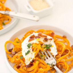 Butternut Squash Noodles with Pancetta and Poached Egg
