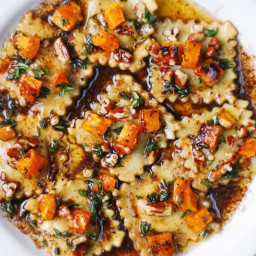 Butternut Squash Ravioli with Brown Butter Sauce and Pecans