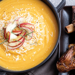 Butternut Squash Soup with Apple and Smoked Cheddar