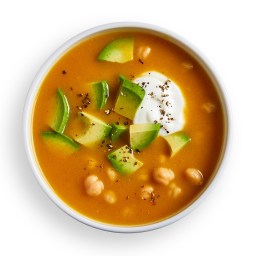 Butternut Squash Soup with Avocado and Chickpeas