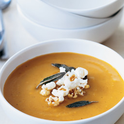 Butternut Squash Soup with Popcorn and Sage