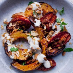 Butternut squash with ginger tomatoes and lime yoghurt