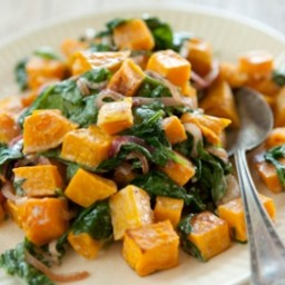 Butternut Squash with Wilted Spinach and Blue Cheese