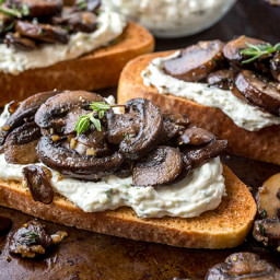Buttery Garlic Mushroom Toast with Herbed Ricotta Spread