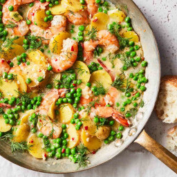Buttery Shrimp with Peas and Potatoes