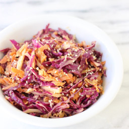 Cabbage and Carrot Slaw with Sesame Cashew Dressing