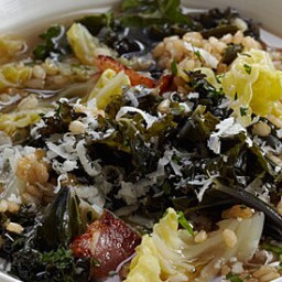 Cabbage-and-Kale Soup with Farro Recipe