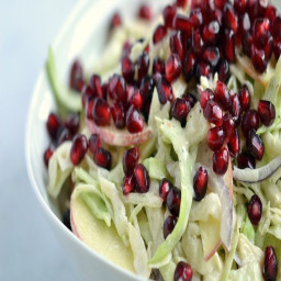 Cabbage, Apple, and Pomegranate Salad with Ginger-Almond Dressing