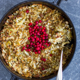 Cabbage, fennel and meat casserole