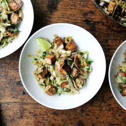 Cabbage Pad Thai with Baked Tofu