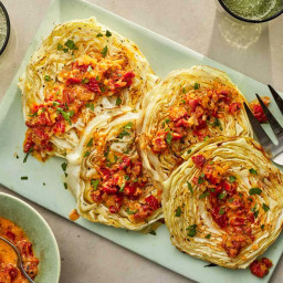 Cabbage Steaks with Sun-Dried Tomato Cream Sauce