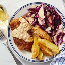 Cajun Fish & Roasted Potatoes with Apple Cabbage Slaw