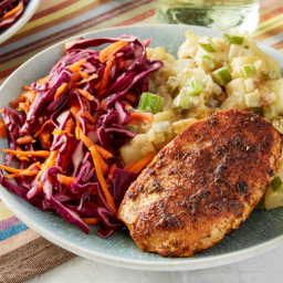 Cajun-Spiced Chicken with Potato Salad & Red Cabbage Slaw