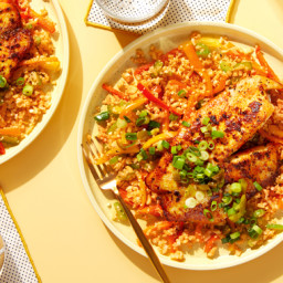 Cajun Tilapia & Spicy Scallion Relish with “Dirty Cauliflower Rice”
