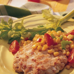 California-Style Turkey Patties with Corn and Tomato Relish