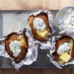 Camping Baked Potatoes with Herbed Sour Cream