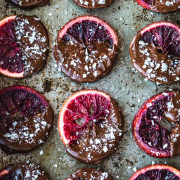 Candied Blood Oranges Dipped in Chocolate with Flaky Sea Salt
