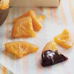 Candied Orange Slices with Ganache Dipping Sauce