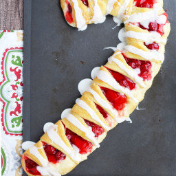 Candy Cane Crescent Roll Breakfast Pastry
