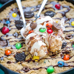 Candy Oreo Monster Skillet Cookie Pizza