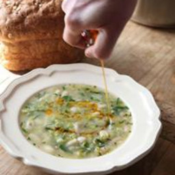 Cannellini bean and leek soup with chilli oil