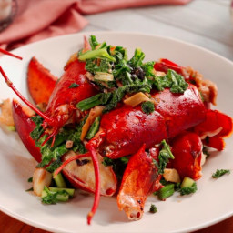 Cantonese-Style Lobster with Pork Belly and Kale