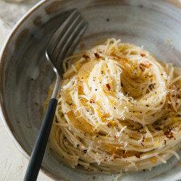 Capellini with Garlic, Lemon and Parmesan