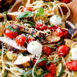 Caprese Chicken Pasta with Roasted Vegetables