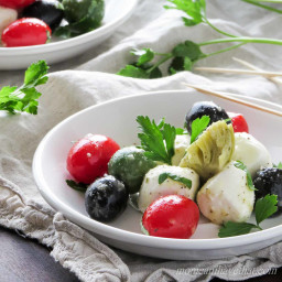 Caprese Salad with Olives & Marinated Artichoke Hearts