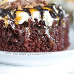 Caramel Chocolate Poke Cake