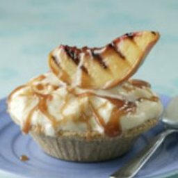 Caramel Frozen Yogurt Pie with Grilled Peaches