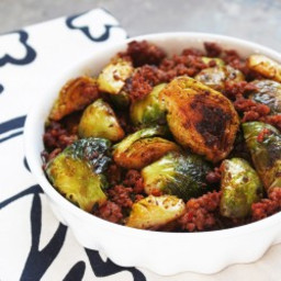 Caramelized Brussels Sprouts and Chorizo (Paleo)