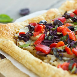 Caramelized Onion and Eggplant Puff Pastry Tart