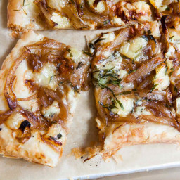 Caramelized Onion Tart with Gorgonzola and Brie