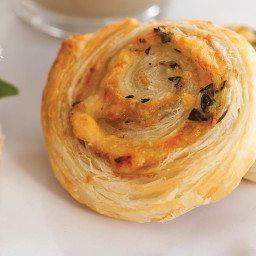 Caramelized Shallot, Parmesan, and Thyme Puff Pastry Swirls