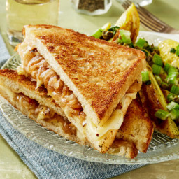 Caramelized Vidalia Onion Grilled Cheesewith Summer Squash and Celery Salsa
