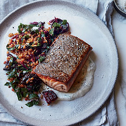 Caraway Salmon with Rye Berry-and-Beet Salad