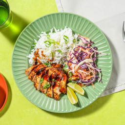 Caribbean-Style Mango-Glazed Chicken with Creamy Coleslaw and Green Onion-L