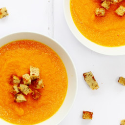 Carrot and Ginger Soup with Marmite Croutons