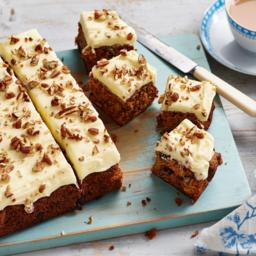 Carrot and sultana cake with creamy orange frosting