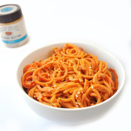 Carrot and Sweet Potato Noodles With Asian Almond Butter Sauce