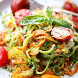 Carrot and Zucchini Noodles in Light Alfredo Sauce