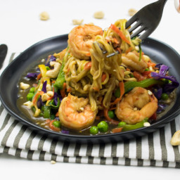 Carrot and Zucchini Noodles Stir Fry with Shrimp + BHM Potluck