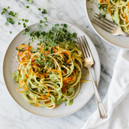 Carrot and Zucchini Pasta with Avocado Cucumber Sauce