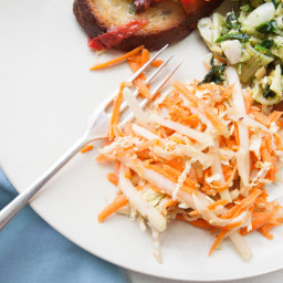 Carrot, Cabbage and Kohlrabi Slaw with Miso Dressing