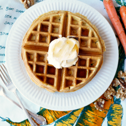 carrot cake waffles with mascarpone maple cream
