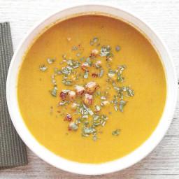 Carrot & Coriander Soup w/ Crunch Chickpeas